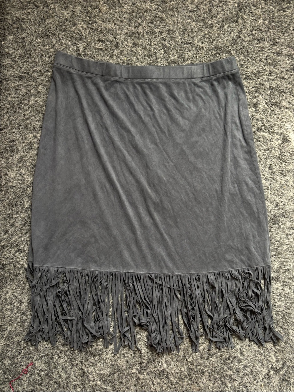 Ruby Rd. Fringe Mini Skirt Gray Large Like New